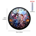 Round stained glass style acrylic fairy suncatcher wall decor with 15cm dimensions - Round Acrylic Fairy Ornament B / Round