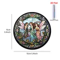 Round acrylic hanging fairy ornament in stained glass style for home wall decoration - Round Acrylic Fairy Ornament C / Round