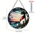 Round acrylic lighthouse hanging ornament for wall decoration, 5.9-inch size - Round Lighthouse Acrylic Ornament A / Round
