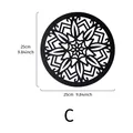 Bohemian wooden round wall art hanging decor, black hollow carved mandala design, 25cm. - Window Lattice Round Plaque Style (C)