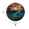 Round sea turtle stained glass style acrylic decorative wall hanging ornament 15cm D - Round Sea Turtle Ornament / Round