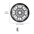 Black wooden round mandala wall art decor, bohemian hanging ornament, 25cm diameter size E. - Window Lattice Round Plaque Style (E)