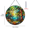 Décoration murale forêt en acrylique de 15 cm avec chaîne pour la fenêtre de maison - 15cm / Décoration ronde en acrylique forêt A