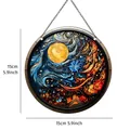Ornement suspendu en acrylique de 15 cm avec design artistique de vitrail style nuit étoilée - 15cm / Ornement rond galaxie B