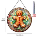 Décoration à suspendre en acrylique bonhomme pain d'épices, effet vitrail, 15cm - 15cm / Décoration de fenêtre bonhomme en pain d'épices-B