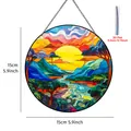 Attrape-soleil rond en acrylique avec un design de paysage de montagne et rivière - 15cm / Paysage de Montagnes et Rivières (Plaque ronde colorée-E)