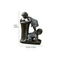 Vintage resin boy and girl garden sculpture ornament, detailed dimensions 14x10.5cm - Drinking Water Style (A) / 14x10.5cm