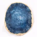 Professional blue resin agate palette with elegant gold rim for nail art display - Dark Blue
