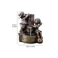 Vintage resin garden sculpture of boy and girl playing at a water pump ornament - Water Pump Style (D) / 15.5x12cm