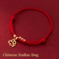 High-quality S925 silver gold-plated red string bracelet featuring a cute zodiac dog charm - Zodiac Dog