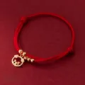 Minimalist S925 silver gold plated red string bracelet featuring a cute Zodiac Pig charm - Zodiac Pig
