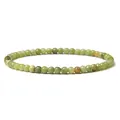 Detailed macro view of a 4mm green aventurine beaded bracelet with natural stone textures - 4mm / Russian Jade (L199)