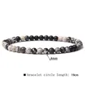 Detail view of 4mm natural map stone beaded bracelet with 19cm length specification - 4mm / Black Vein Jasper (L199)