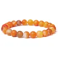 Bracelet en perles d'agate rubanée naturelle de 8mm avec design élastique fait à la main - 19cm / Agate à Rayures Oranges