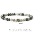 Close-up detail of 4mm natural green stone beaded bracelet with 19cm length - 4mm / Green Grass Stone (L199)