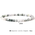 Close-up of a 4mm natural green stone bead bracelet showing 19cm circle length. - 4mm / Moss Agate (L199)