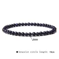 Detailed macro view of a 4mm blue sandstone stone bead bracelet with a 19cm length - 4mm / Blue Sandstone (L199)