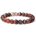 Bracelet extensible en perles d'agate naturelle 8 mm aux tons terreux - 19cm / Agate rubanée café