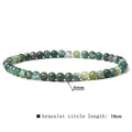 4mm natural green moss agate stone beaded bracelet with 19cm inner circumference - 4mm / Moss Agate (L199)