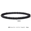 Detailweergave van 4mm mat zwarte kralen armband met 19cm omtrek lengtemeting - 4mm / Gematteerd Zwart Glas (L199)