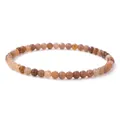 High-definition detail shot of 4mm polished natural sunstone beads on a delicate bracelet - 4mm / Dark Pink White Stone (L199)