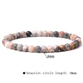 Detail of 4mm natural stone beaded bracelet showing 19cm circle length parameter - 4mm / Pink Zebra