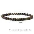 Detailed view of 4mm natural stone bead bracelet with 19cm circle length measurement. - 4mm / Dragon Blood Stone (L199)