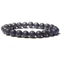 Elegant 8mm natural black lava stone beaded stretch bracelet for women handmade jewelry - 19cm / Lava Stone