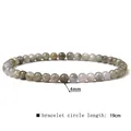 Macro detail of 4mm natural stone beaded bracelet showing a 19cm inner circle length - 4mm / Flash Stone (L199)