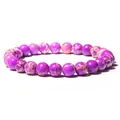 8mm purple striped natural agate stone beaded elastic bracelet for women variant. - 19cm / Purple Emperor Stone