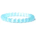 Handmade 8mm light blue cat's eye stone beaded stretch bracelet for women jewelry - 19cm / Blue Cat's Eye