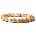 Handmade natural 8mm striped agate stone bead elastic stretch bracelet for women jewelry - 19cm / Picture Jasper