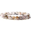 8mm natural striped agate stone beaded elastic bracelet with unique eye patterns - 19cm / Banded Agate