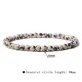 Handmade natural 4mm Dalmatian Jasper stone bead bracelet with 19cm circumference - 4mm / Spotted Stone