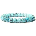 High-quality 8mm natural turquoise-colored agate stone beads stretch bracelet for women - 19cm / Granite