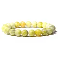 Natural 8mm striped yellow agate stone bead stretch bracelet for women handmade jewelry - 19cm / Straw Yellow Turquoise