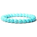 8mm light blue turquoise style veined stone bead elastic bracelet for women and girls - 19cm / Turquoise