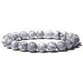 Elegant handmade 8mm natural grey striped agate stone beaded stretch bracelet for women - 19cm / Map