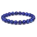 Handmade 8mm natural blue striped agate stone bead stretch bracelet for women jewelry - 19cm / Lapis Lazuli