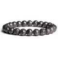 Natural 8mm black lava rock stone bead handmade elastic stretch bracelet for women - 19cm / Black Lava Stone