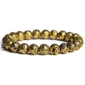 Elegant handmade 8mm golden lava stone elastic beaded bracelet for women accessories - 19cm / Golden Lava Stone