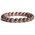 Rose gold metallic lava stone bead bracelet with 8mm natural textured beads for women - 19cm / Rose Gold Lava Stone