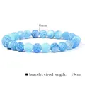8mm blue natural striped agate stone bead elastic stretch bracelet for women length 19cm - 19cm / Blue Crackle Agate