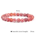 Natural red cracked agate bead elastic bracelet, 8mm beads, 19cm circle length - 19cm / Red Crackle Agate