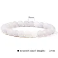 8mm white natural dragon vein agate bead elastic bracelet, 19cm inner circumference - 19cm / White Crackle Agate