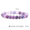 Purple striped agate beaded bracelet with 8mm stones and 19cm length. - 19cm / Purple Crackle Agate