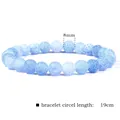 Handmade 8mm blue cracked agate natural stone bead stretch bracelet 19cm circle length - 19cm / Light Blue Crackle Agate