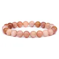 Handmade 8mm natural pink striped agate stone bead stretch bracelet jewelry for women - 19cm / Pink Aventurine