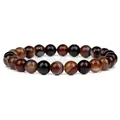8mm natural striped agate stone beaded elastic bracelet for women handmade jewelry - 19cm / Smooth Coffee Banded Agate