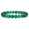 Authentic 8mm natural green striped agate stone beads elastic handmade bracelet for women - 19cm / Green Agate